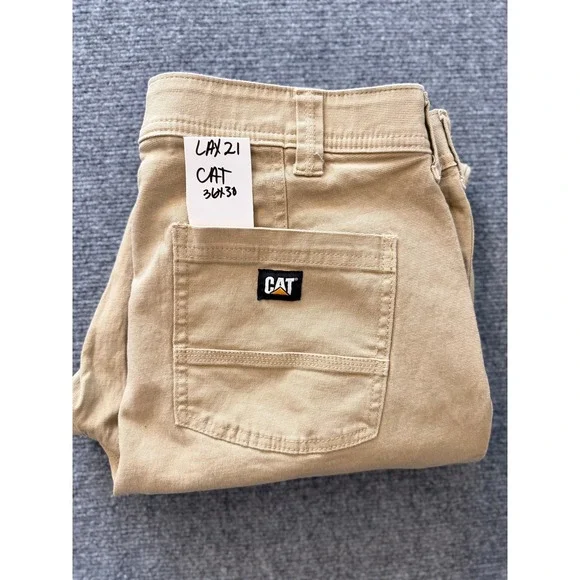 CAT 1752054 Mens Work Pants Size 36x30 Tan Khaki Stretch Cotton Workwear - Picture 12 of 12